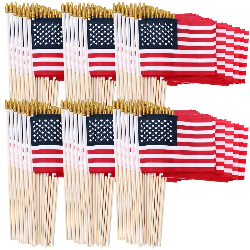 Uelfbaby 500 Pack Small American Flags on Stick  4x6 Inch Small US Flags/Mini American Flag Hand Held Stick Flags with Kid-Safe Spear Top  Independence Day  Memorial Day Decorations - Image 1